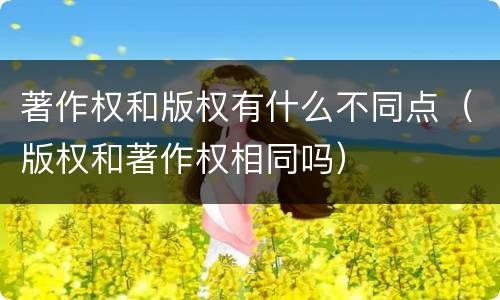 著作权和版权有什么不同点（版权和著作权相同吗）