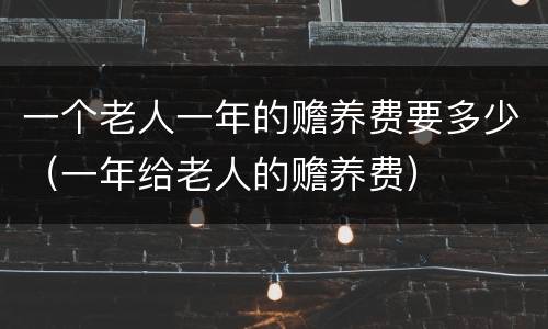 一个老人一年的赡养费要多少（一年给老人的赡养费）