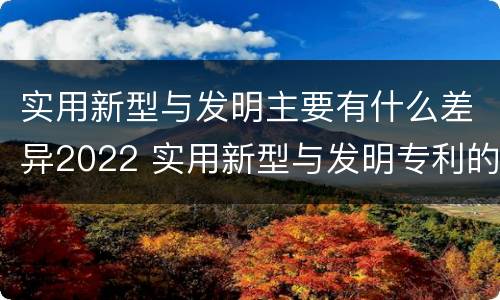 实用新型与发明主要有什么差异2022 实用新型与发明专利的区别