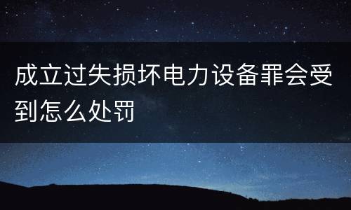 成立过失损坏电力设备罪会受到怎么处罚