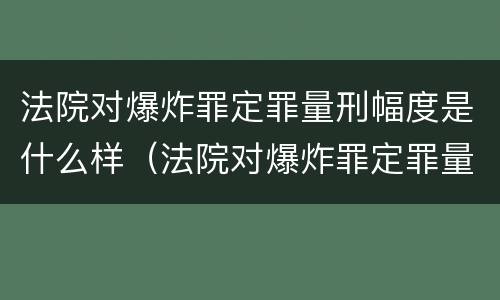 法院对爆炸罪定罪量刑幅度是什么样（法院对爆炸罪定罪量刑幅度是什么样的规定）