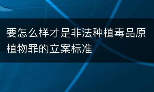 要怎么样才是非法种植毒品原植物罪的立案标准