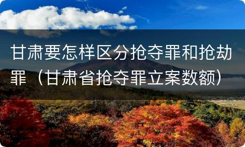 甘肃要怎样区分抢夺罪和抢劫罪（甘肃省抢夺罪立案数额）