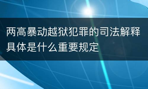 两高暴动越狱犯罪的司法解释具体是什么重要规定
