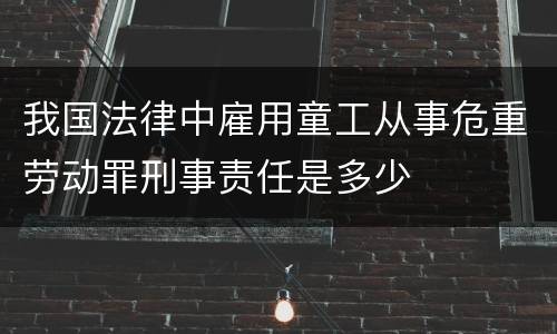 我国法律中雇用童工从事危重劳动罪刑事责任是多少