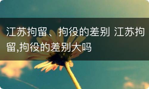 江苏拘留、拘役的差别 江苏拘留,拘役的差别大吗