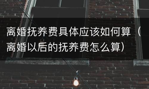 离婚抚养费具体应该如何算（离婚以后的抚养费怎么算）