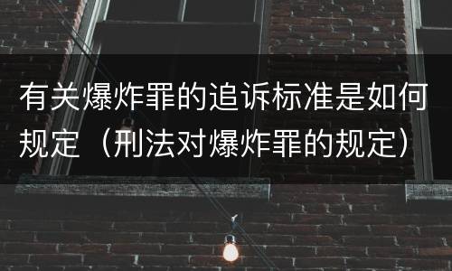 有关爆炸罪的追诉标准是如何规定（刑法对爆炸罪的规定）
