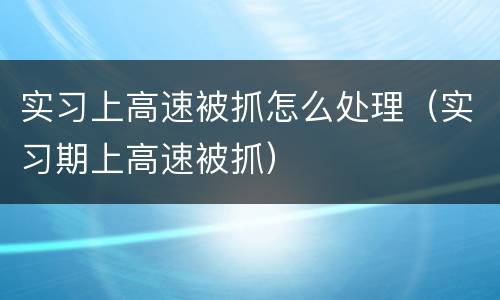 实习上高速被抓怎么处理（实习期上高速被抓）