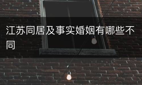 江苏同居及事实婚姻有哪些不同
