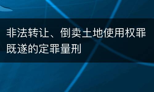 非法转让、倒卖土地使用权罪既遂的定罪量刑