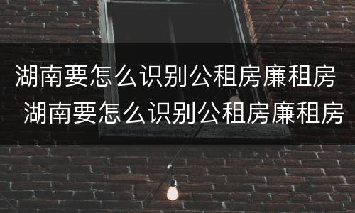 湖南要怎么识别公租房廉租房 湖南要怎么识别公租房廉租房呢
