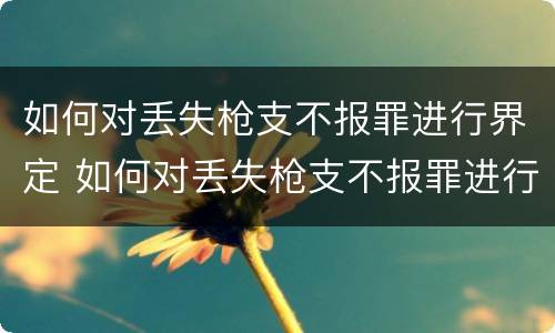 如何对丢失枪支不报罪进行界定 如何对丢失枪支不报罪进行界定处理