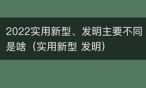 2022实用新型、发明主要不同是啥（实用新型 发明）