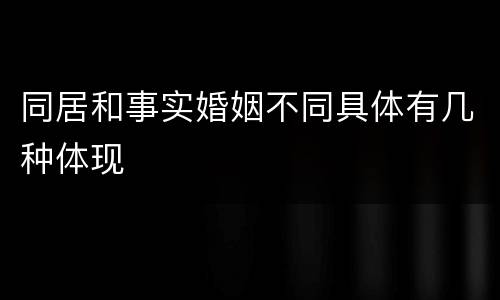 同居和事实婚姻不同具体有几种体现