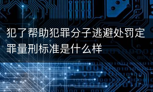犯了帮助犯罪分子逃避处罚定罪量刑标准是什么样