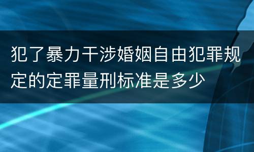 犯了暴力干涉婚姻自由犯罪规定的定罪量刑标准是多少