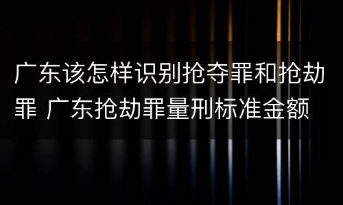 广东该怎样识别抢夺罪和抢劫罪 广东抢劫罪量刑标准金额