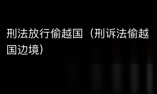 刑法放行偷越国（刑诉法偷越国边境）