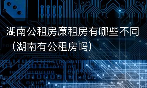 湖南公租房廉租房有哪些不同（湖南有公租房吗）