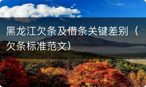 黑龙江欠条及借条关键差别（欠条标准范文）