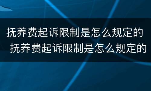 抚养费起诉限制是怎么规定的 抚养费起诉限制是怎么规定的呢