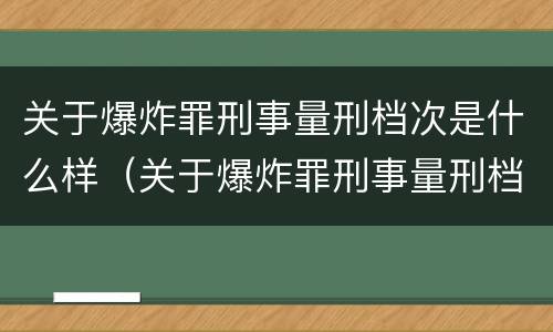 关于爆炸罪刑事量刑档次是什么样（关于爆炸罪刑事量刑档次是什么样的规定）