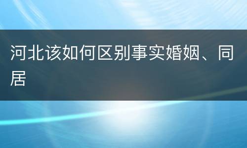 河北该如何区别事实婚姻、同居