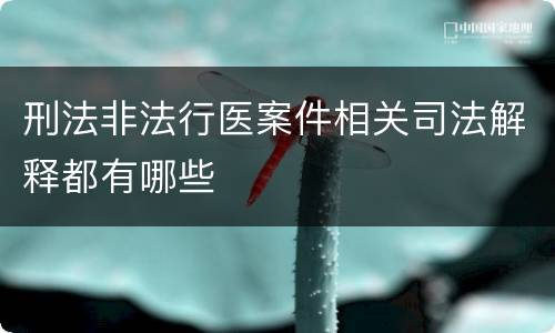 刑法非法行医案件相关司法解释都有哪些