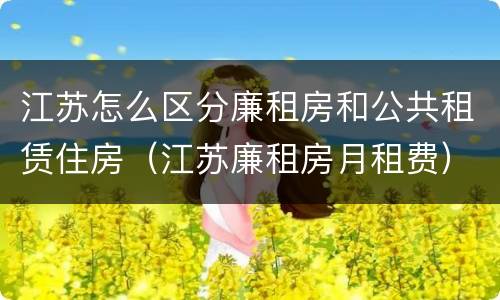 江苏怎么区分廉租房和公共租赁住房（江苏廉租房月租费）