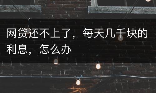 网贷还不上了，每天几千块的利息，怎么办
