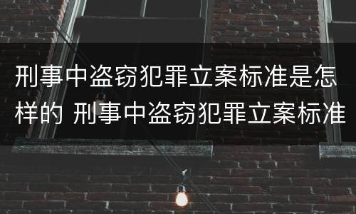 刑事中盗窃犯罪立案标准是怎样的 刑事中盗窃犯罪立案标准是怎样的案例