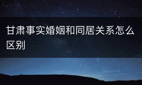 甘肃事实婚姻和同居关系怎么区别