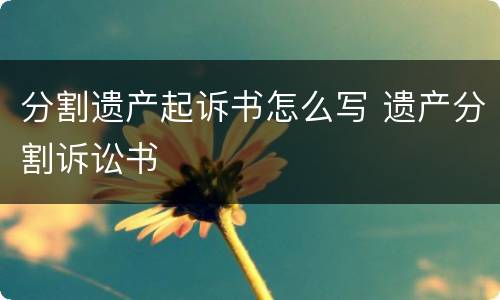 分割遗产起诉书怎么写 遗产分割诉讼书