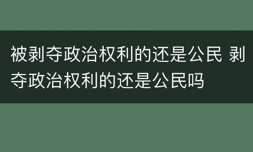 被剥夺政治权利的还是公民 剥夺政治权利的还是公民吗