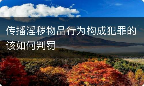 传播淫秽物品行为构成犯罪的该如何判罚