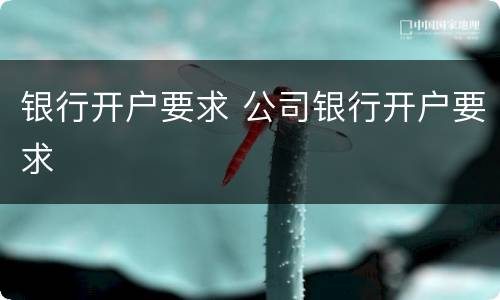银行开户要求 公司银行开户要求