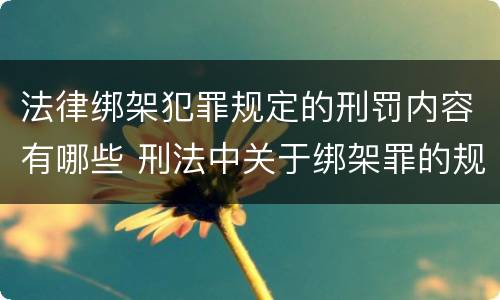 法律绑架犯罪规定的刑罚内容有哪些 刑法中关于绑架罪的规定