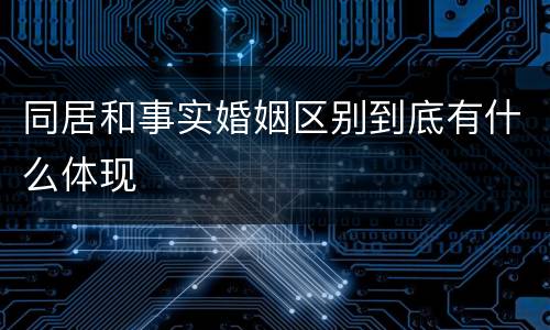 同居和事实婚姻区别到底有什么体现