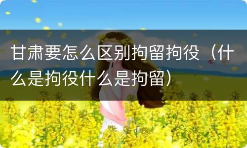 甘肃要怎么区别拘留拘役（什么是拘役什么是拘留）