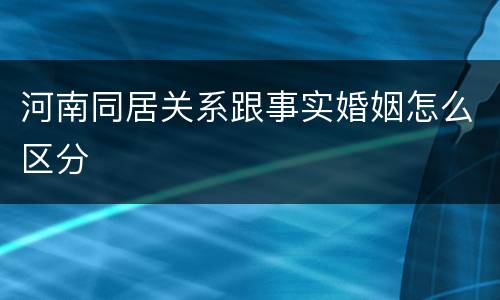 河南同居关系跟事实婚姻怎么区分
