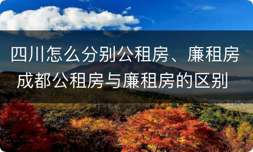 四川怎么分别公租房、廉租房 成都公租房与廉租房的区别