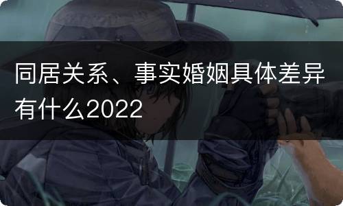 同居关系、事实婚姻具体差异有什么2022