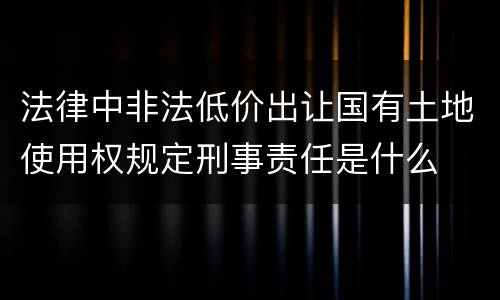 法律中非法低价出让国有土地使用权规定刑事责任是什么