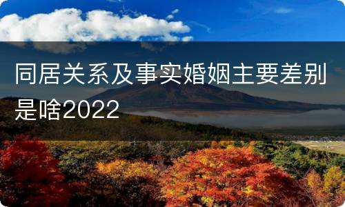 同居关系及事实婚姻主要差别是啥2022