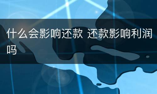 什么会影响还款 还款影响利润吗