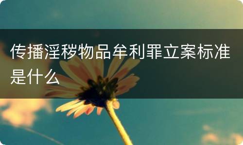 传播淫秽物品牟利罪立案标准是什么