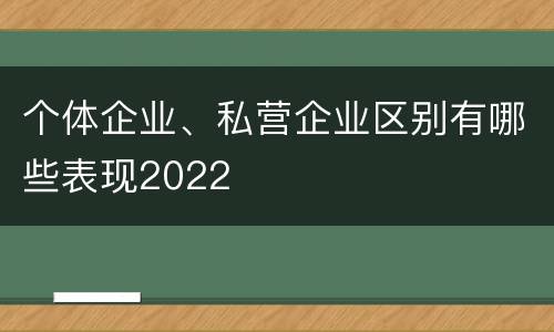 个体企业、私营企业区别有哪些表现2022