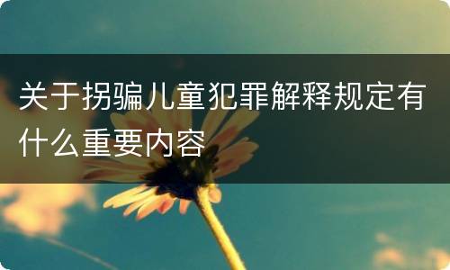 关于拐骗儿童犯罪解释规定有什么重要内容