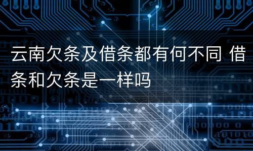 云南欠条及借条都有何不同 借条和欠条是一样吗